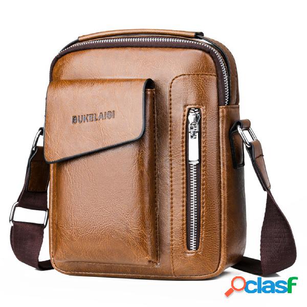 Uomo Pelle artificiale Vintage RFID Borsa a tracolla di