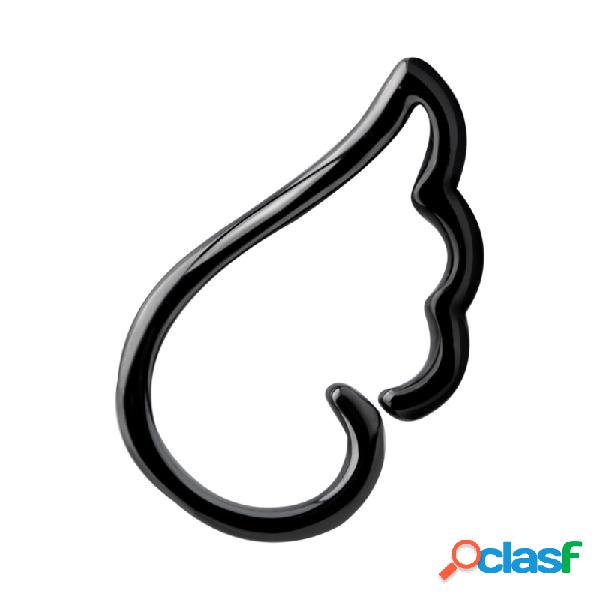 Wing-shaped continuous ring (surgical steel, black, shiny