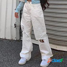 Womens Basic Trousers Patchwork Jeans Full Length Pants