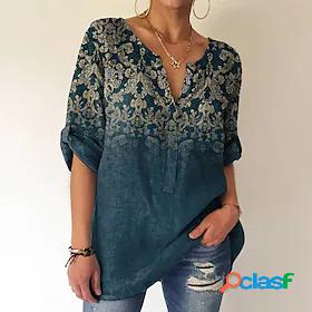 Womens Blouse Floral Daily Weekend Floral Long Sleeve Blouse