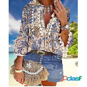 Women's Blouse Floral Holiday Weekend Boho Long Sleeve