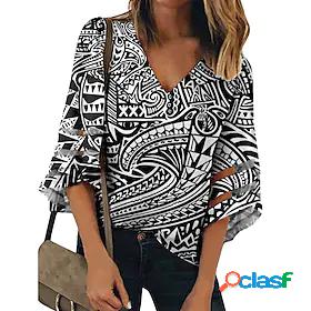 Women's Blouse Floral Holiday Weekend Floral Boho Half
