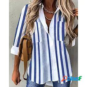 Women's Blouse Striped Daily Weekend Long Sleeve Blouse