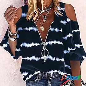 Womens Blouse Tie Dye Daily Weekend Half Sleeve Blouse Shirt