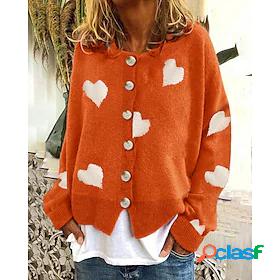 Womens Cardigan Heart Geometric Print Stylish Casual Soft