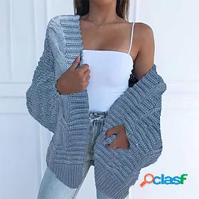 Womens Cardigan Jumper Chunky Knit Knitted Tunic Open Front