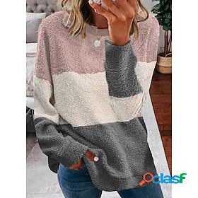 Womens Color Block Sweatshirt Pullover Patchwork Casual