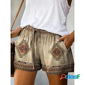 Womens Ethnic Style Shorts Patchwork Print Shorts Short