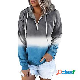 Womens Gradient Hoodie Sweatshirt Front Pocket Casual