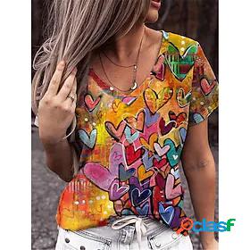 Womens Graphic Patterned Heart Casual Daily Valentine