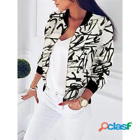 Womens Jacket Bomber Jacket Varsity Jacket Print Regular