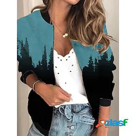 Womens Jacket Bomber Jacket Varsity Jacket Print Regular