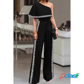 Womens Jumpsuit Striped Elegant One Shoulder Straight Going