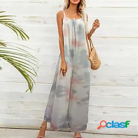 Womens Jumpsuit Tie Dye Backless Print Casual Crew Neck