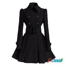 Womens Pea Coat Fall Winter Daily WorkWear Long Coat Regular