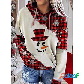 Womens Plaid Checkered Tartan Snowflake Hoodie Sweatshirt