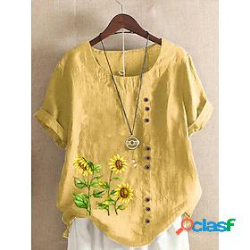 Womens Shirt Daisy Daily Holiday Weekend Short Sleeve Shirt