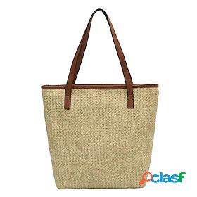 Womens Straw Bag Beach Bag Straw Top Handle Bag Holiday