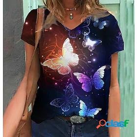 Womens T shirt Tee Butterfly Casual Floral Short Sleeve T