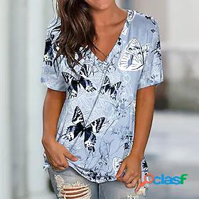Womens T shirt Tee Butterfly Casual Holiday Weekend