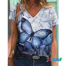 Women's T shirt Tee Butterfly Casual Weekend Butterfly