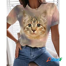 Womens T shirt Tee Cat 3D Casual Holiday Weekend 3D Cat