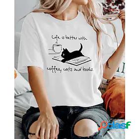 Womens T shirt Tee Cat Life Is Better With Coffee Cats And