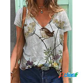 Womens T shirt Tee Floral Casual Daily Short Sleeve T shirt