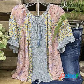 Womens T shirt Tee Floral Casual Holiday Weekend Floral