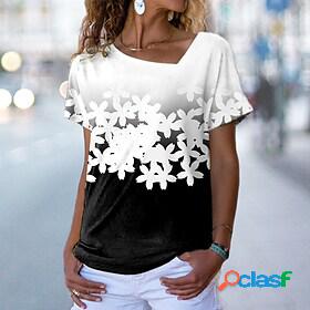Womens T shirt Tee Floral Casual Weekend Floral Painting