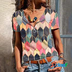 Womens T shirt Tee Geometric Casual Weekend Geometric