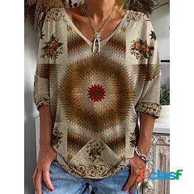Womens T shirt Tee Graphic Patterned Casual Daily Abstract