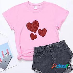 Womens T shirt Tee Heart Casual Valentines Day Valentine