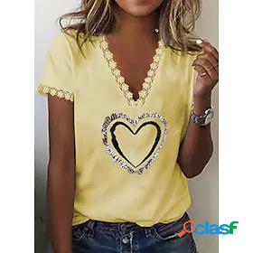 Womens T shirt Tee Heart Casual Weekend Painting Couple