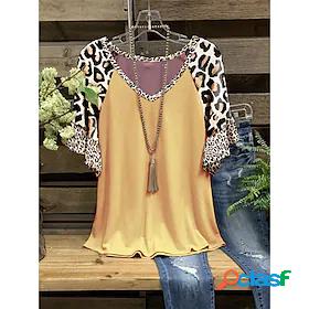 Womens T shirt Tee Leopard Home Casual Daily Short Sleeve T