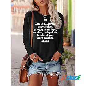 Womens T shirt Tee Letter Casual Feminism Womens Rights Long