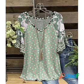 Womens T shirt Tee Polka Dot Leopard Casual Weekend Abstract