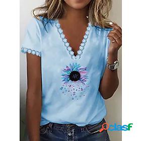 Womens T shirt Tee Sunflower Casual Weekend Floral Painting