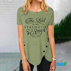 Womens T shirt Tee Text Daily Weekend Religious Painting