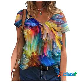 Womens T shirt Tee Tie Dye Casual Weekend Abstract Painting
