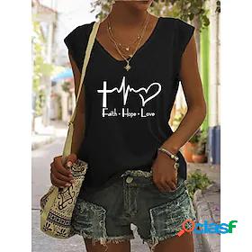Womens Tank Top Letter Casual Weekend Sleeveless Tank Top