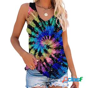 Womens Tank Top Tie Dye Holiday Weekend Sleeveless Tank Top