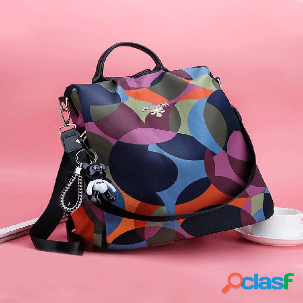 Zaino antifurto da donna con stampa impermeabile Nylon