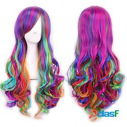 parrucca di colore anime gradiente harajuku multicolore cos