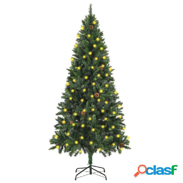 vidaXL Albero di Natale Artificiale con Luci a LED e Pigne