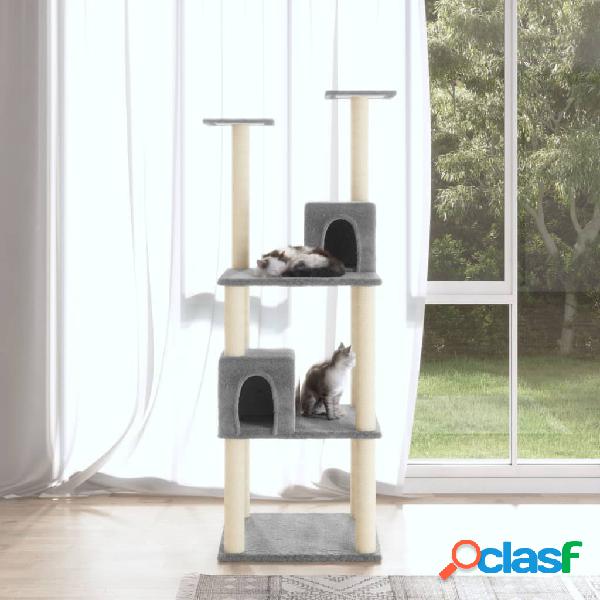 vidaXL Albero per Gatti con Tiragraffi in Sisal Grigio