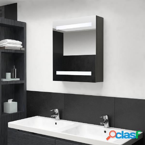 vidaXL Armadietto Bagno con Specchio e LED Antracite