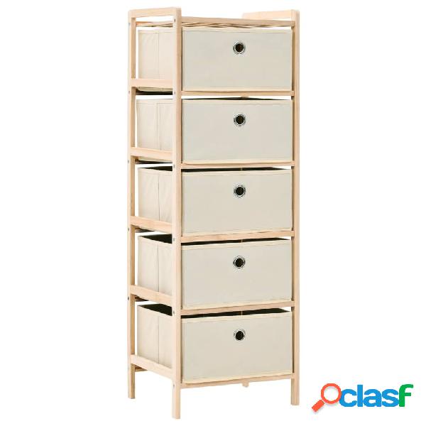 vidaXL Armadietto in Cedro con 5 Cesti in Tessuto Beige