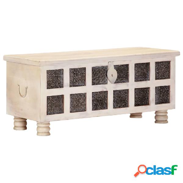 vidaXL Cassapanca Bianca 110x40x45 cm in Legno Massello di