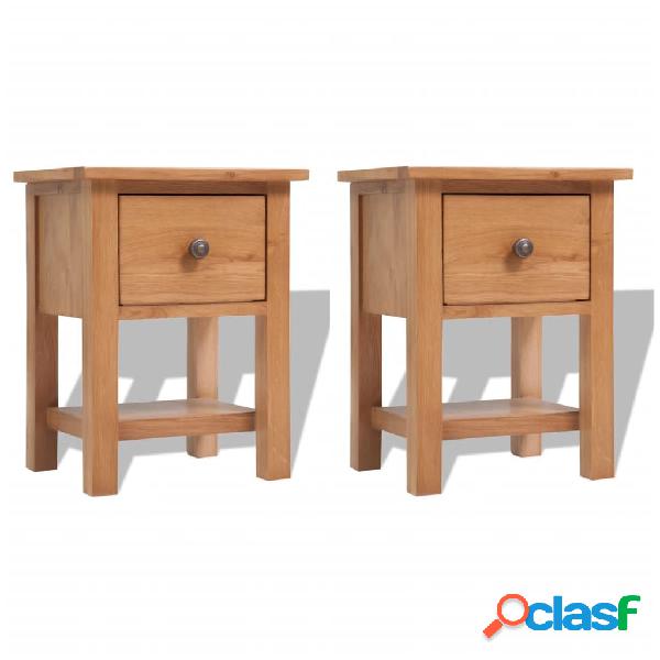vidaXL Comodini 2 pz 36x30x47 cm in Legno Massello di Rovere